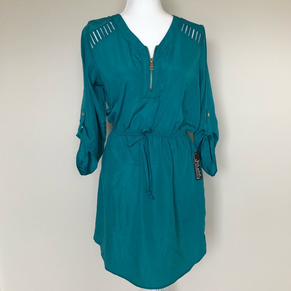 Teal Flowy 3/4 Sleeve Dress NWT, Size Large